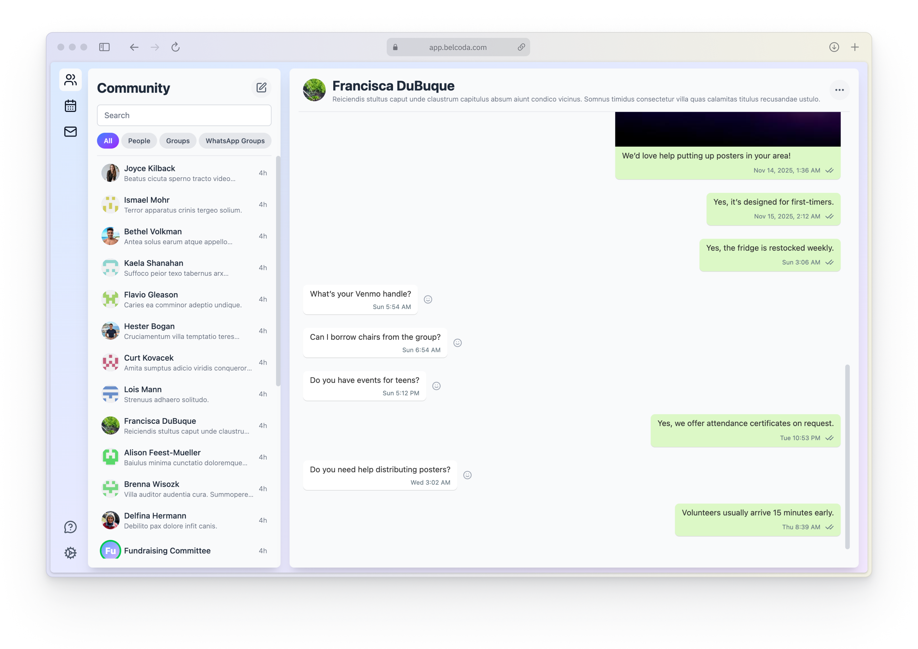 Screenshot of Belcoda Events